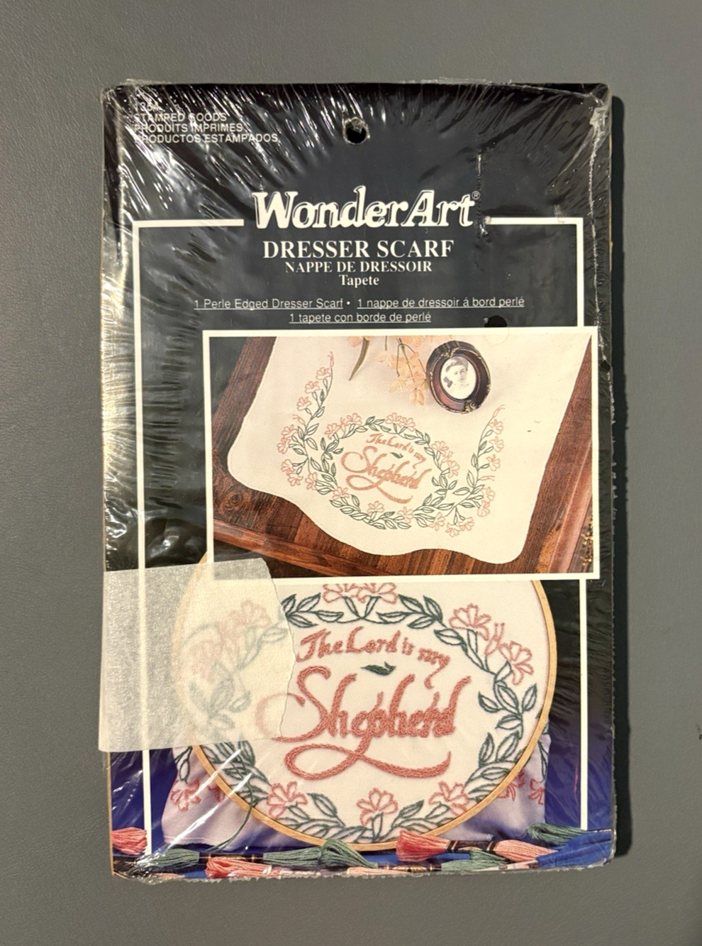 WonderArt 1354 Dresser Scarf Stamped Embroidery The Lord Is My Shepherd 15"X42"